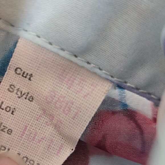 VINTAGE 70s sheer floral disco pointed collar button up top blouse deadstock S - Picture 7 of 10